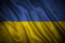 Flag with original proportions. Closeup of grunge flag of Ukraine