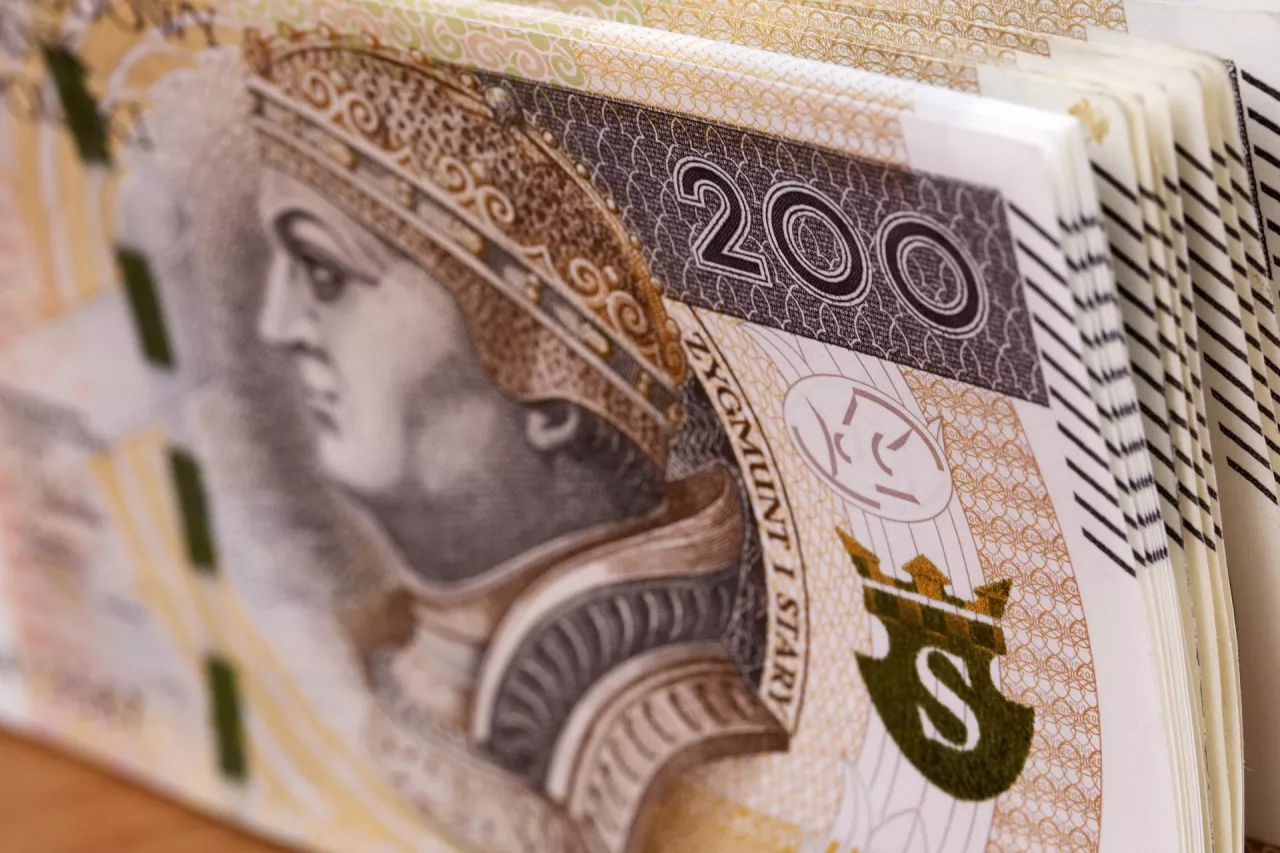 Polish money - 200 Zloty a business background