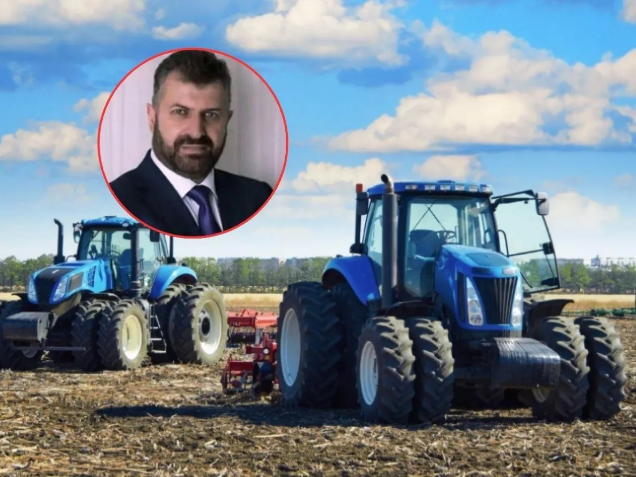 maszyny rolnicze w polu, twarz Arkadiusza Zalewskiego, eksperta i analityka z IERiGŻ